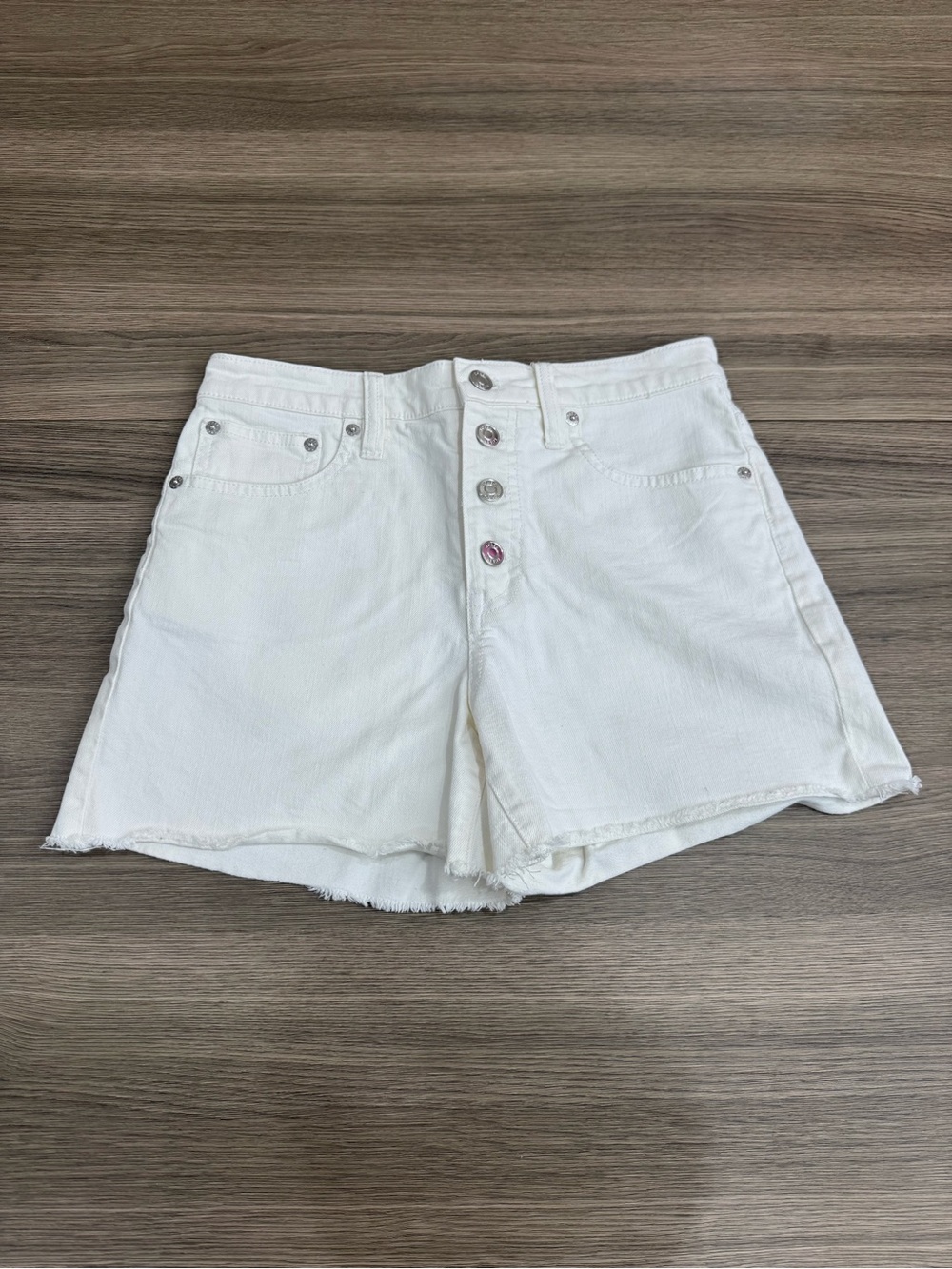 J.Crew Women’s White Denim Button Fly Shorts Size 26